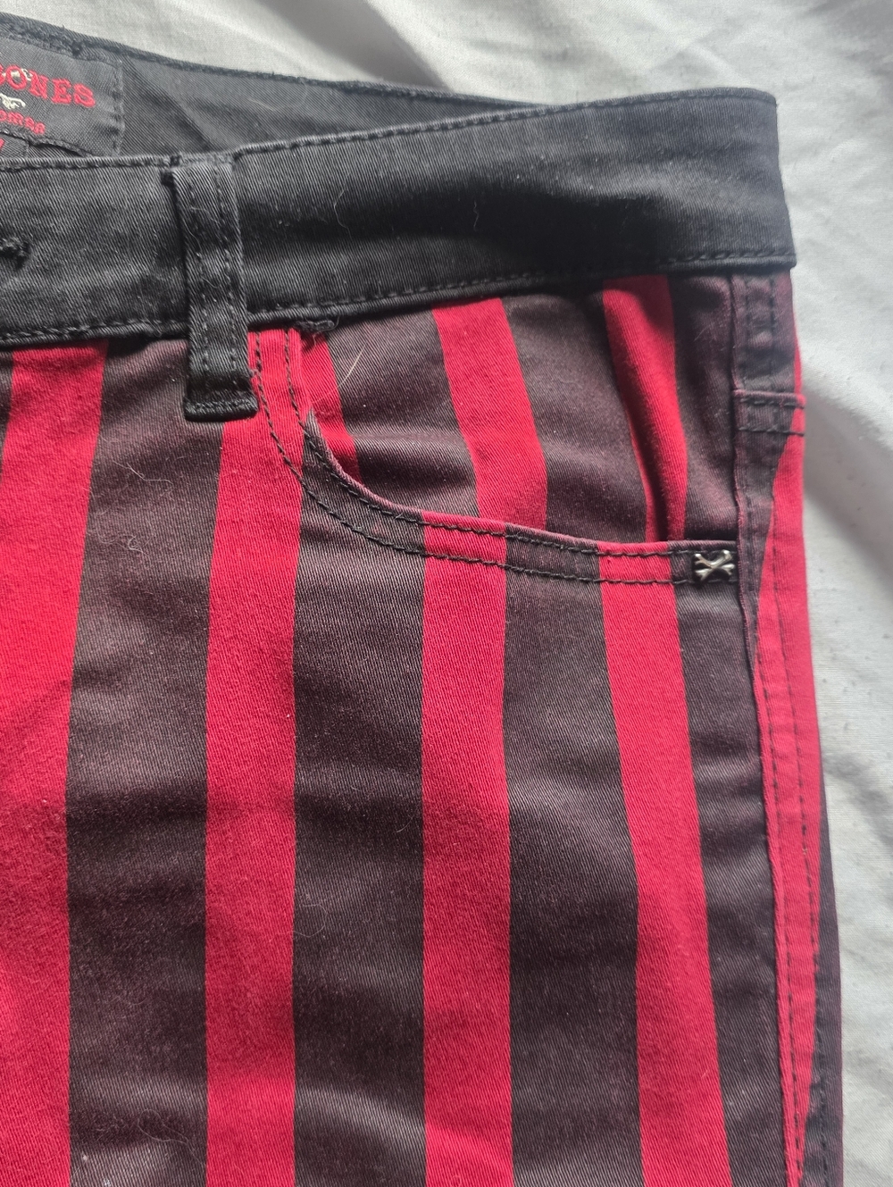 Royal Bones Daang Goodman Skinny Jeans Black Red Y2k - Picture 3 of 11